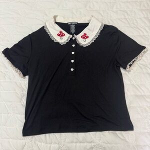 Hot Topic Lace Mushroom Peter Pan Collar Polo Shirt